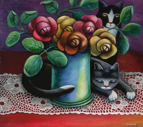 Rosen und alte Spitze