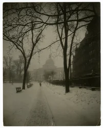 State House im Sturm, Boston, USA, ca. 1902-10
