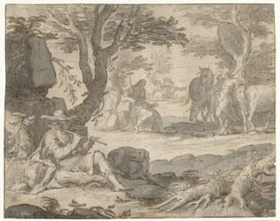 Apollo spielt die Flöte, während er die Herde von Admetus hütet