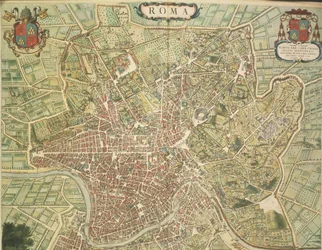 Karte von Rom, Stich aus Theatrum civitatum et admirandorum Italiae von Joan Blaeu, gedruckt in Italien