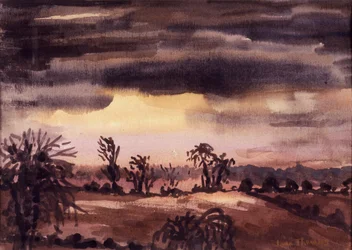 Felder in einer Winterdämmerung