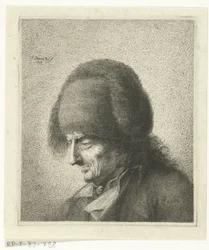 Kopf eines alten Mannes mit Pelzmütze