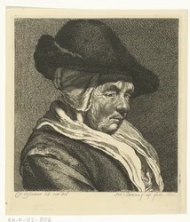 Kopf einer alten Frau mit Haube