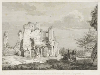 Gesellschaft bei der Ruine der Abtei in Rijnsburg