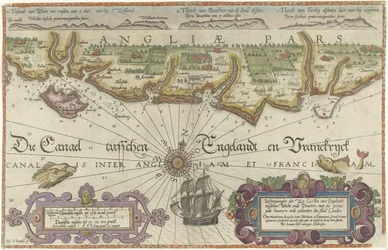 Karte der englischen Küste zwischen der Isle of Wight und Dover