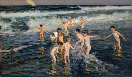 Kinder baden, 1899