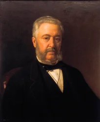 Porträt von Ramon Campoamor (1817-1901), romantischer Dichter. Gemälde von Joaquin Espalter y Rull (1809-1880). 1870er Jahre. Madrid Atheneum.