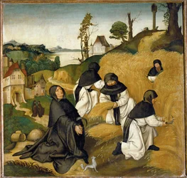 Zisterziensermönche bei der Ernte