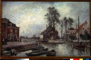 Kanal-Ufer. Gemälde von Johan Barthold Jongkind (1819-1891)