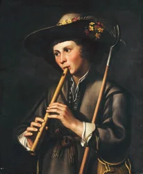 Ein Hirte spielt die Flöte