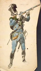 Ein Schütze der österreichischen Jäger, die Prestigeeinheit einer nationalen Elite, 1835 (Aquarell)