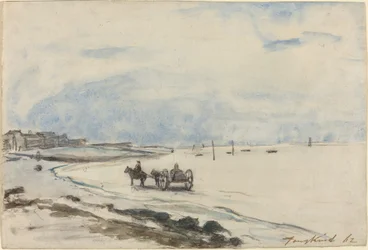 Karren am Strand von Etretat, 1862