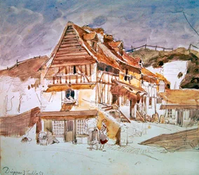 Alte Häuser in Dieppe, Normandie, Frankreich, 1851