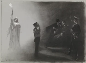 Entwurf für eine Illustration in De Amsterdammer: Die Niederlage Russlands zur See, 4. Juni 1905