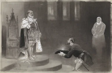 Entwurf für Illustration in De Amsterdammer: Das Geschenk der Transvaler für König Eduard
