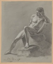 Sitzender männlicher Akt von vorne gesehen (1. Preis 1807)