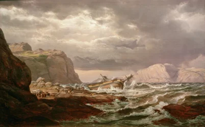 Gestrandetes Schiff an der norwegischen Küste