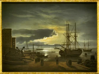 Kopenhagener Hafen bei Mondschein
