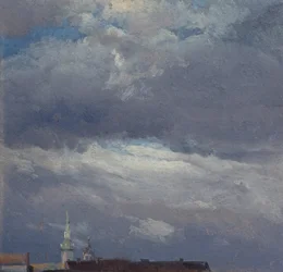 Gewitterwolken über dem Schlossturm von Dresden