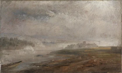 Die Elbe an einem nebligen Morgen