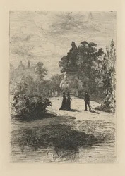 Ansicht der Statue von Vondel im Vondelpark