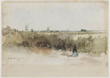 Landschaft mit Windmühlen