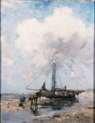 Ein gestrandetes Fischerboot