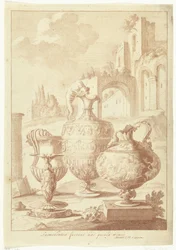 Kerzenhalter und drei Vasen (Vasen und Kerzenhalter)