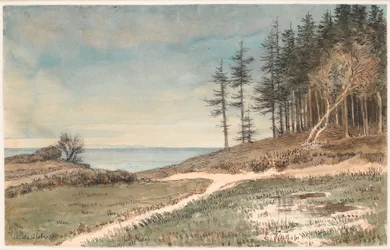 Blick auf Kullen vom Strand bei Hellebæk