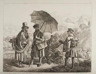 Ernst Welker, Johann Christoph Erhard und die Brüder Heinrich und Friedrich Philipp Reinhold auf einer malerischen Reise von Salzburg nach Berchtesgaden im August 1818