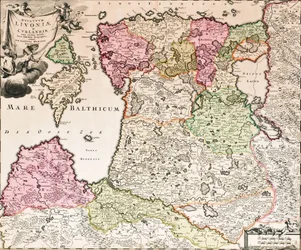 Die Ostsee aus: Baltikum Ducatuum Livoniae et Curlandiae cum vicinis Insulis Nova Exhibitio Geographica, ca. 1720