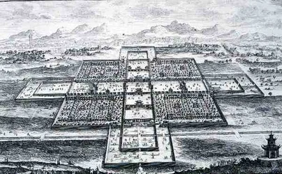 Perspektivische Ansicht des Kaiserpalastes, Peking, China, aus 