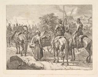 Kosaken eskortieren die Regimentskassone, 1815