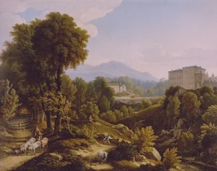 Landschaft mit Blick auf den Palazzo Chigi in Ariccia