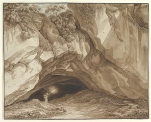 Felsige Landschaft mit Jägern