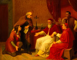Bramante stellt Raphael Papst Julius II. vor, ca. 1836