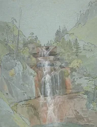 Landschaft mit einem Wasserfall, 1816