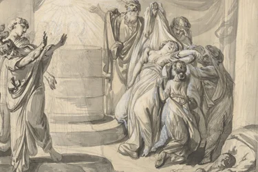 Eine antike Opferszene, verso: Skizze einer Gruppe von Menschen, 1779