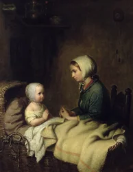 Kleines Mädchen betet im Bett