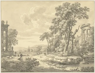 Italienische Landschaft mit Ruinen