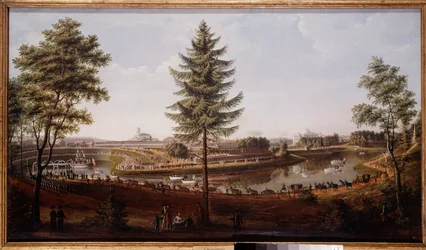 Fest im Pawlowsk-Palast, Sommerresidenz von Zar Paul I. Gemälde von Metterleir (1750-1825) 1790. Museum der Geschichte, Sankt Petersburg
