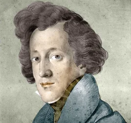 Porträt von Felix Mendelssohn Bartholdy (1809-1847), deutscher Komponist und Dirigent. Illustration nach der Zeichnung von Johann Joseph Schmeller.
