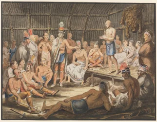 Ausstellung von indianischen Stammeszeremonien im Olympic Theater, Philadelphia