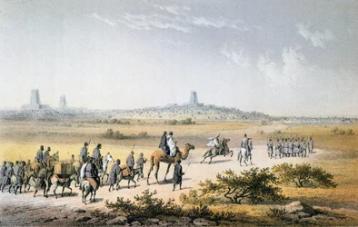 Eingang der Karawane von Heinrich Barth (1821-65) in Timbuktu im Jahr 1853, aus 