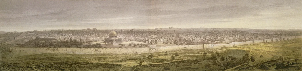 Jerusalem. Radierung von Bernatz et alii - Felsing, F. Stampatore