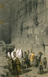 Die Klagemauer in Jerusalem. Farbige Gravur von Bernatz et alii - Steinkopk J.F. Editore