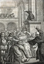 Gründung der Karls-Universität in Prag 1348 (Gravur von Johann Michael Mettenleiter)
