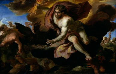 Jupiter schleudert seine Blitze auf die rebellischen Riesen, ca. 1690-95