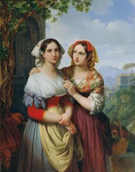 Zwei Mädchen in einer Landschaft