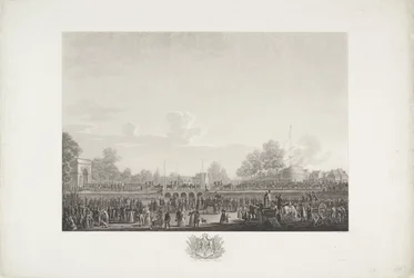 Ankunft von König Wilhelm I. in Brüssel, 1815 Zwölf Platten der Ankunft und Krönung von Wilhelm I. in Brüssel und der Schlachten bei Quatre-Bras und Waterloo im Jahr 1815 (Serientitel)